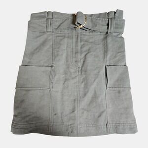 A.L.C. Kai Belted Utility Skirt Mini Cargo High Rise Womens 2 Olive Cotton Linen